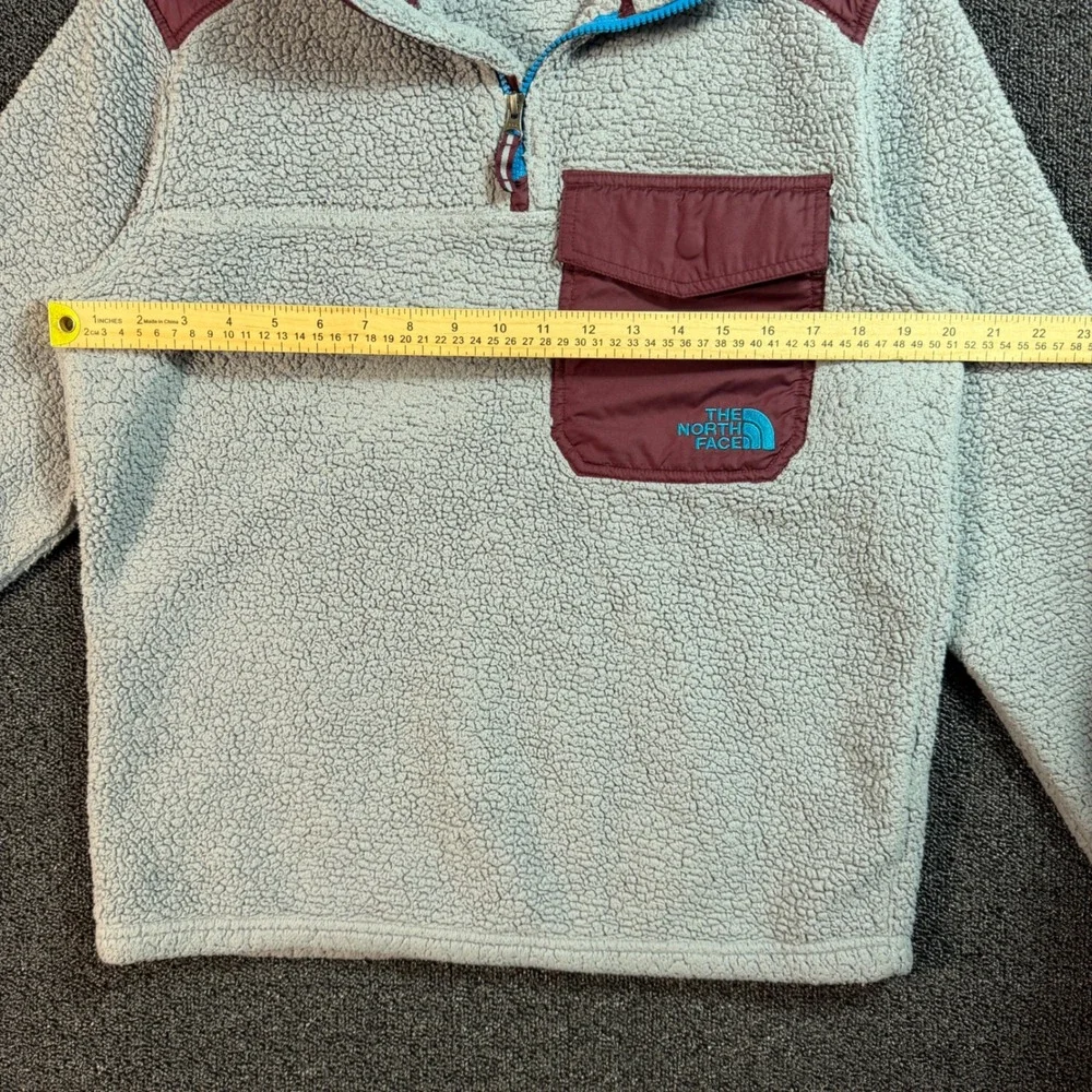 The North Face Sherpa 1/4 Zip Pullover Men's S Front pocket Grey burgundy